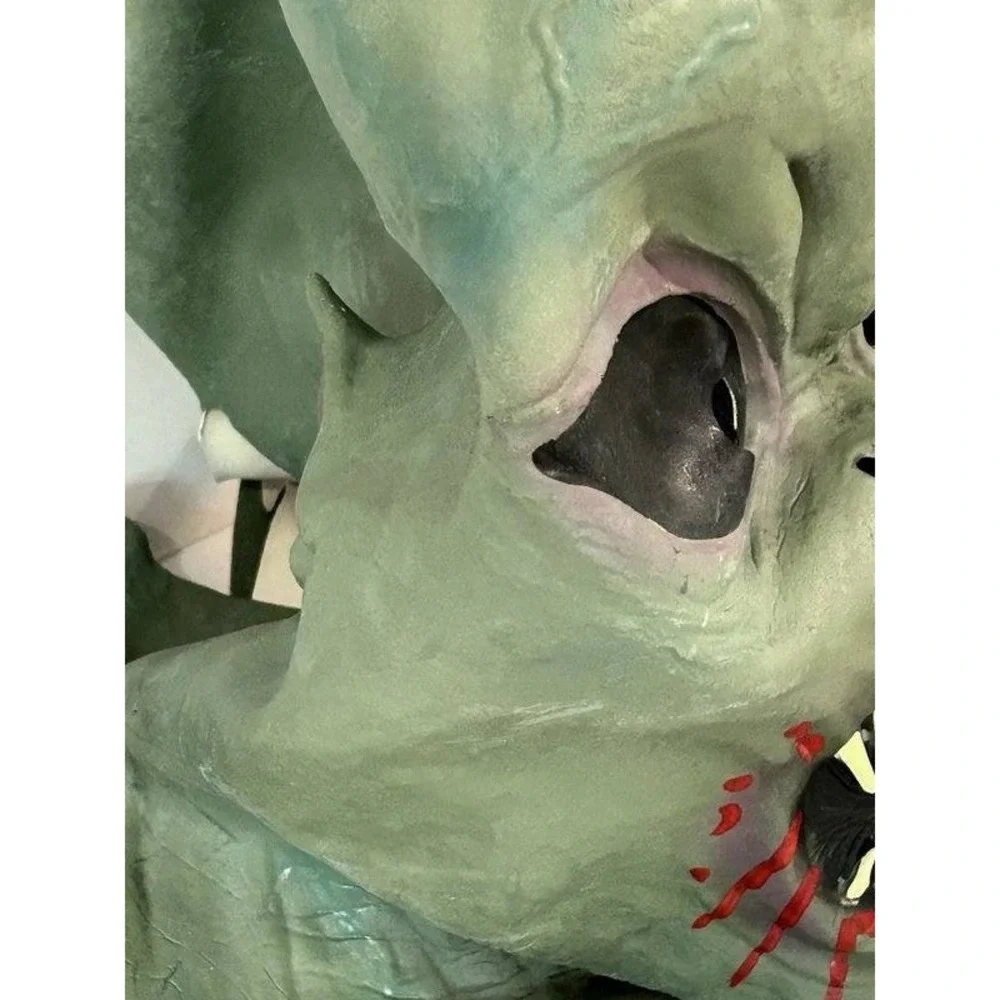Zombie Monster Rubberized Teeth Green Blood Pointy Ears Costume Mask Adult Latex